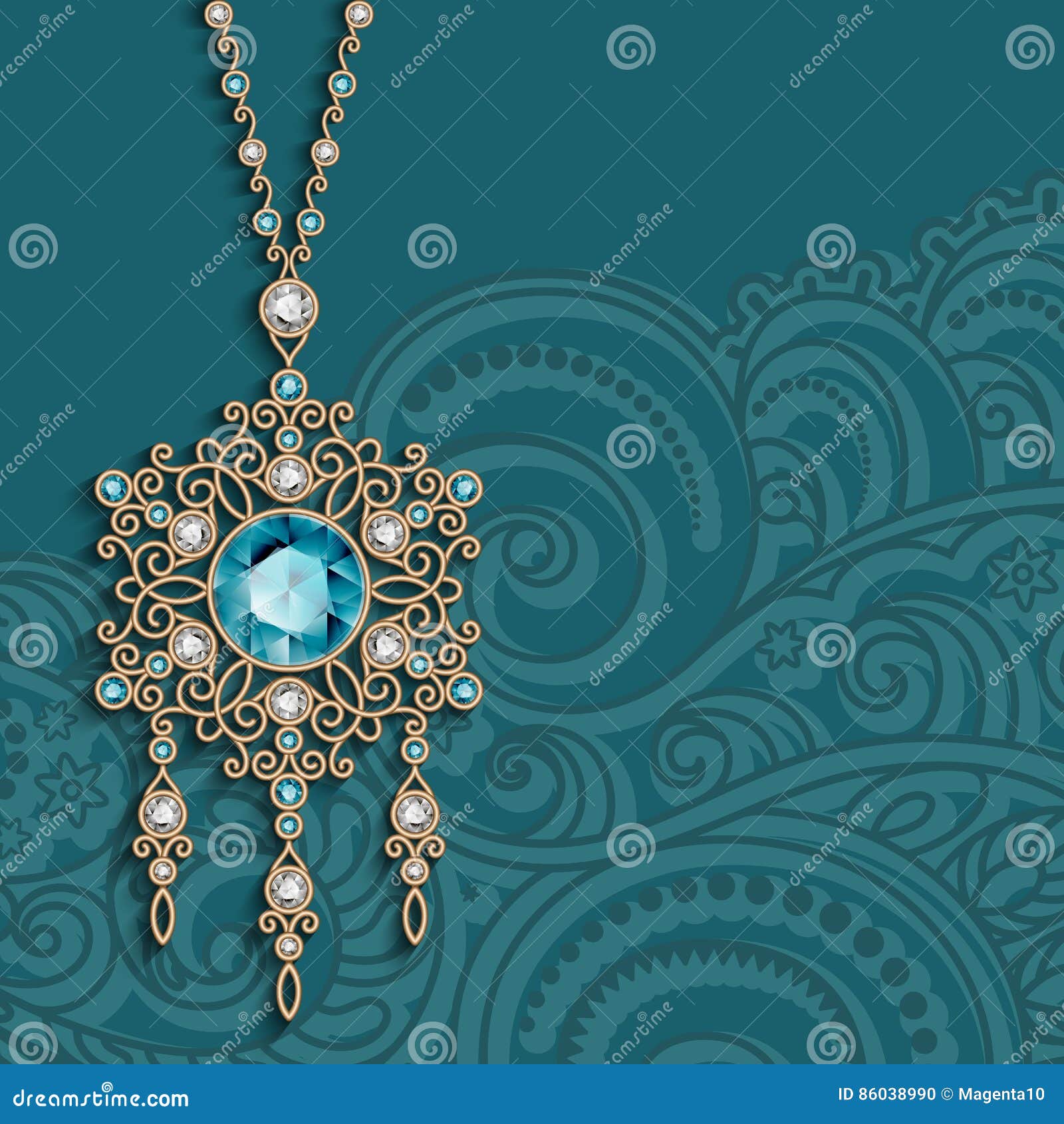 vintage gold jewelry pendant with gemstones